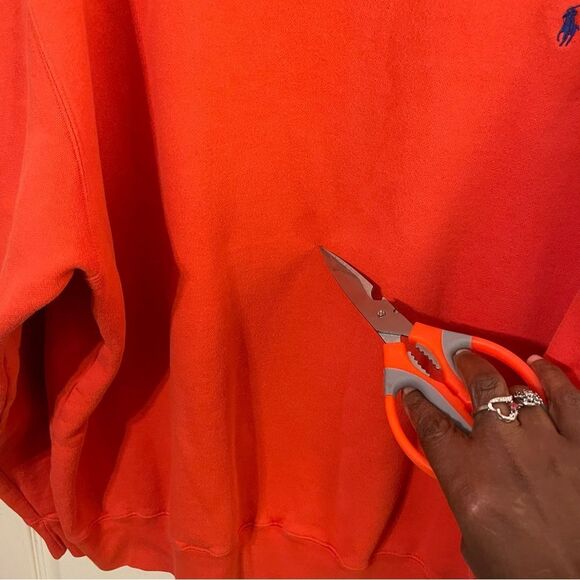 Ralph Lauren Orange Crewneck Sweater with Ribbed Cuffs - Picture 6 of 8